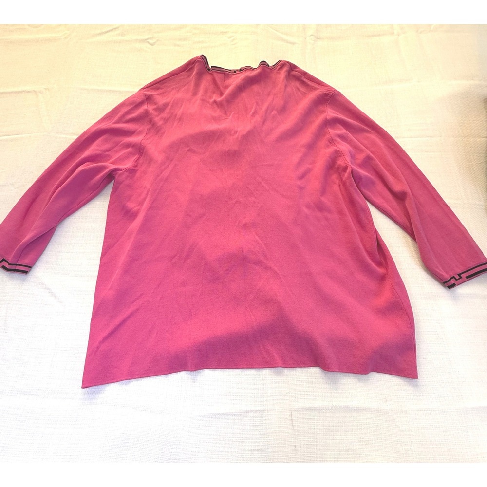 Finity Woman Pink Greek Key Trim Tie Front Cardigan Sweater Plus Size 2X‎ - Picture 6 of 7